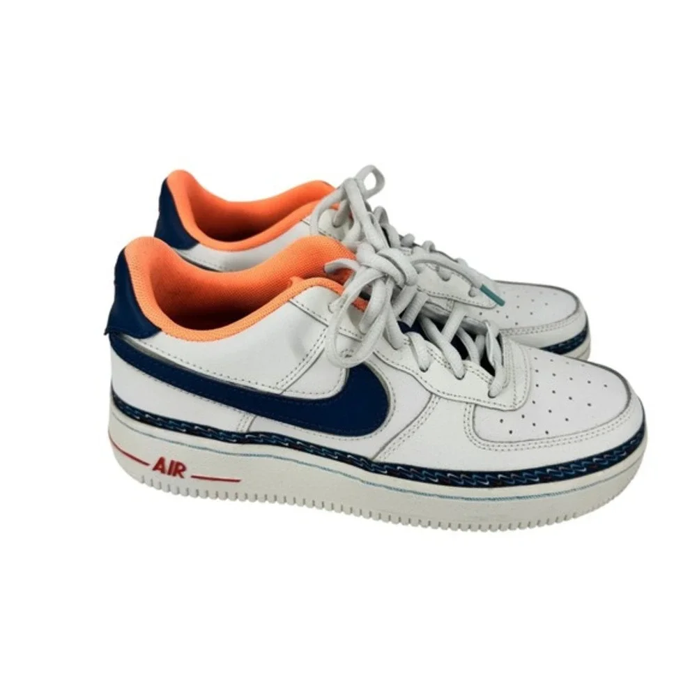 Nike Air Force 1 GS Summit White Blue Force Orange CK9708-100‎ Size 5.5Y Women 7